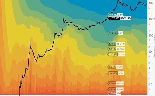 HODL Waves Chart揭示42%的坚定持有者两年内从未移动过比特币
