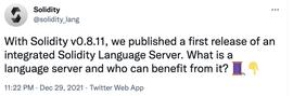 Solidity发布0.8.11版本，首次集成Solidity Language Server