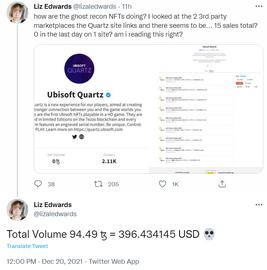 育碧Ubisoft Quartz上《幽灵行动:断点》NFT销售额不足400美元