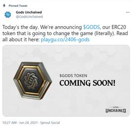 Gods Unchained将推出原生代币GODS并计划进行空投奖励