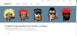苏富比：拍卖五个物实体CryptoPunk，目前单枚最高出价为13.87万美元