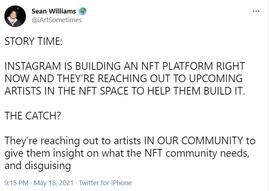 加密艺术家：Instagram或将推出NFT平台，正与艺术家签订相关协议