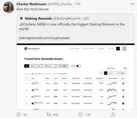 Cardano取代Polkadot成为最大的PoS网络