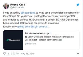 BCH开发Cashscript语言，可构建自主决策交易特定方案