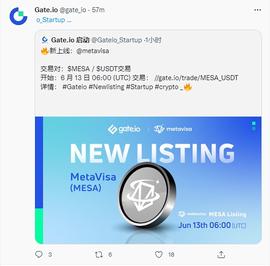 MetaVisa项目代币MESA上线Gate.io交易所 MESA全球交易所布局拉开帷幕