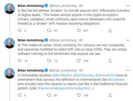 Coinbase CEO：希望新基建法案删除对加密货币持有者进行全面监控的要求