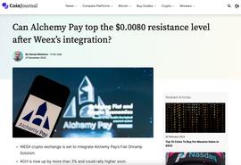 WEEX唯客集成Alchemy Pay支付网关，支持用信用卡、Apple Pay支付